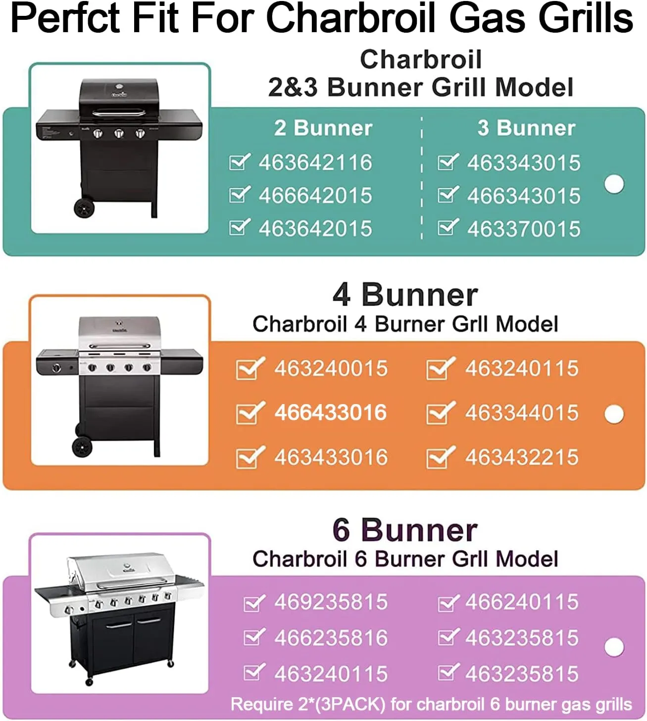 Grill Replacement Parts for Charbroil Advantage 3 Burner 463343015 463335115 463642116 Grill Gas, Stainless Steel Pipe Burners, Heat Plate Shields and Crossover Tubes for 463642116, 4 Burner 463344015
