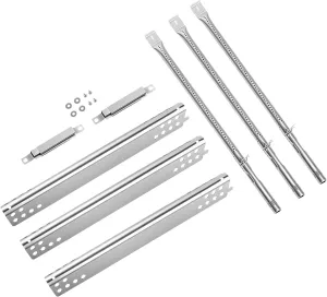 Grill Replacement Parts for Charbroil Advantage 3 Burner 463343015 463335115 463642116 Grill Gas, Stainless Steel Pipe Burners, Heat Plate Shields and Crossover Tubes for 463642116, 4 Burner 463344015