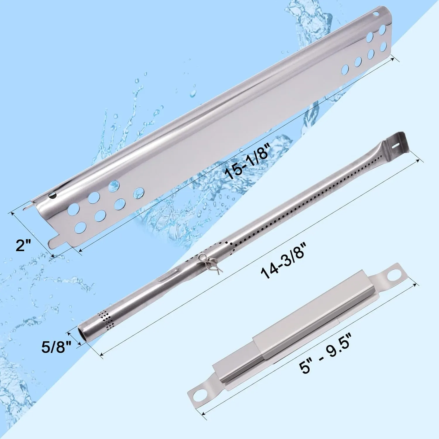 Grill Replacement Parts for Charbroil Advantage Series 4 Burner 463344015, 463343015, 463433016 Gas Grills, Stainless Pipe Burner, Heat Plate Tent Shield, Adjustable Carryover Tube