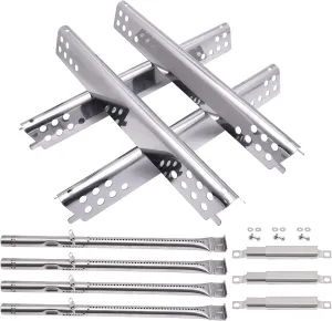 Grill Replacement Parts for Charbroil Advantage Series 4 Burner 463344015, 463343015, 463433016 Gas Grills, Stainless Pipe Burner, Heat Plate Tent Shield, Adjustable Carryover Tube