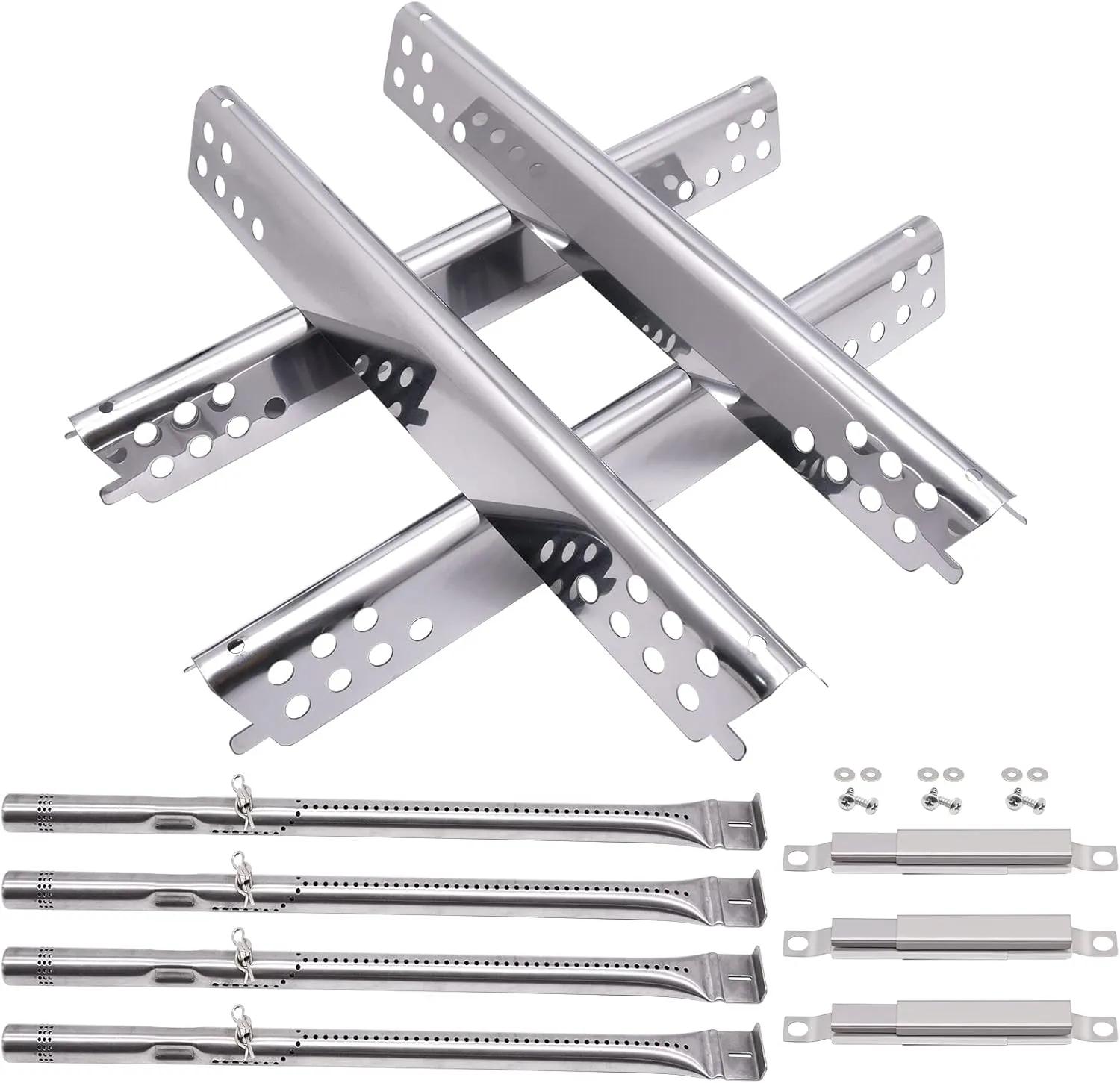 Grill Replacement Parts for Charbroil Advantage Series 4 Burner 463344015, 463343015, 463433016 Gas Grills, Stainless Pipe Burner, Heat Plate Tent Shield, Adjustable Carryover Tube