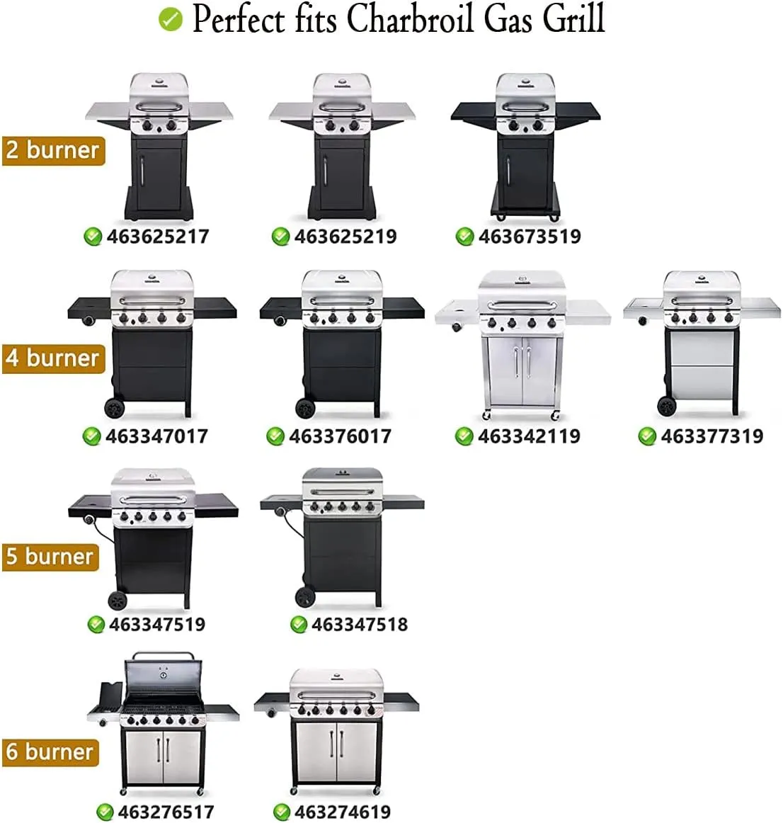 Grill Replacement Parts for Charbroil Performance 4 Burner 463342119, 463342118, 463332718, 463347017, 463376419, 463335517,463377017, Char-Broil 463342119 Parts,Char-Broil 463332718 Replacement Parts