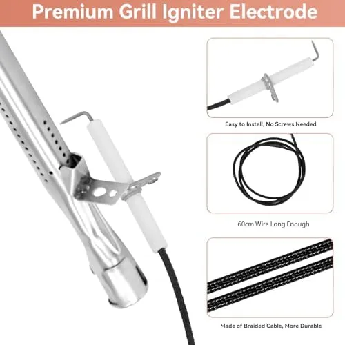 Grill Replacement Parts for Cuisinart GAS9556AS, GAS2456AS,GAS2556AS,GAS1456ASO,GAS1456BSO,GAS9456AS, Cuisinart 2556, Heat Tent Grill Burner for Cuisinart 5 Burner Gas Grill GAS9556AS GAS2556AS