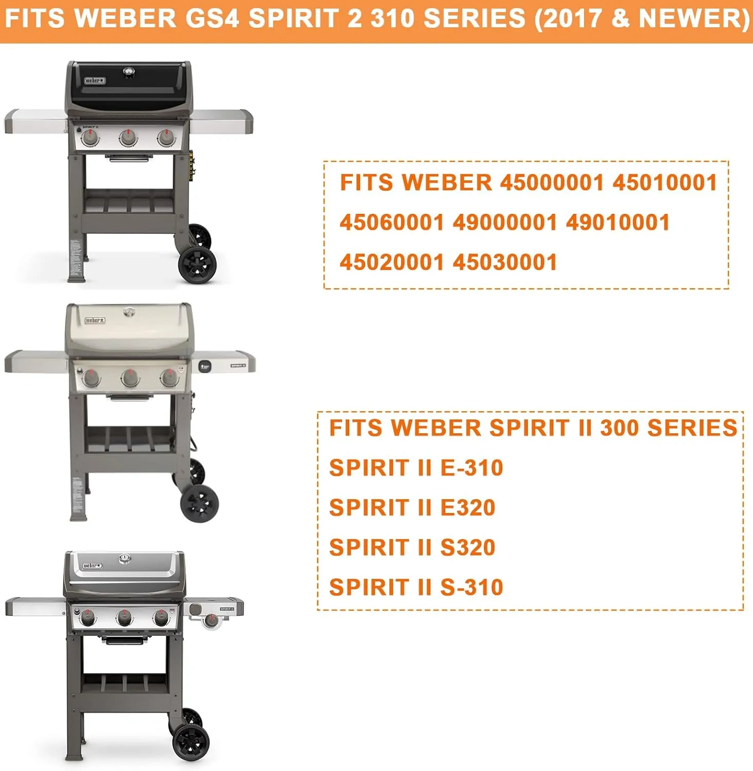Grill Replacement Parts for Weber Spirit 2 Grill Parts GS4 Spirit II E310 E320 S310 S320 Parts for Weber GS4 Spirit 2 Flavorizer Bars 7636 67046 69797 68843 & Heat Deflector 67060 Stainless Steel