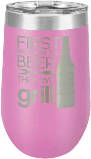 GRILL THINGS LIGHT PURPLE 16 oz Stemless Wine Glass with Lid | Laser Engraved Insulated Drink Tumbler With grilling Quotes | Best Gift Idea For Birthday with BBQ Quotes | OnlyGifts.com