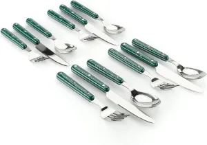 GSI Outdoors Pioneer 12 Piece Cutlery Set, Camping Flatware - Green