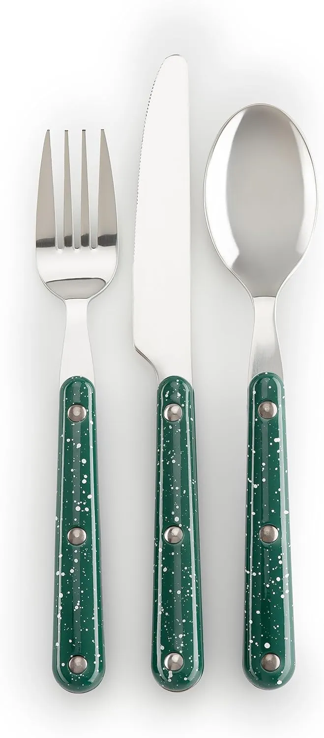 GSI Outdoors Pioneer 12 Piece Cutlery Set, Camping Flatware - Green