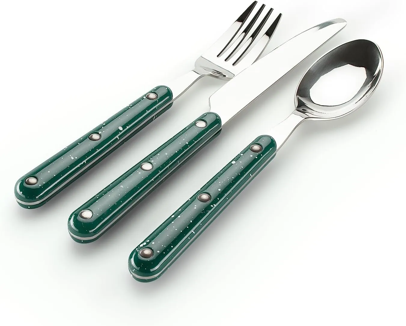 GSI Outdoors Pioneer 12 Piece Cutlery Set, Camping Flatware - Green