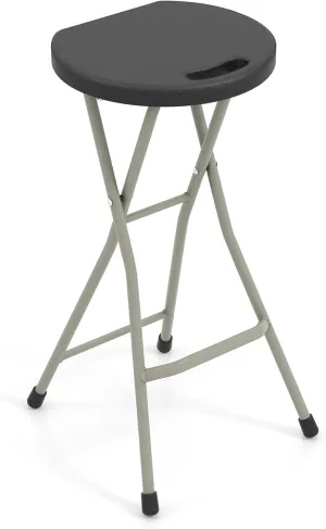 GYMAX Folding Stool, 28in Portable Collapsible Bar Stool with Handle & Steel Frame, 330lbs Sturdy Foldable Lightweight Metal Chair for Outdoor/Indoor Kitchen Home Bar, Assembly Free (Set of 1, 28inch)