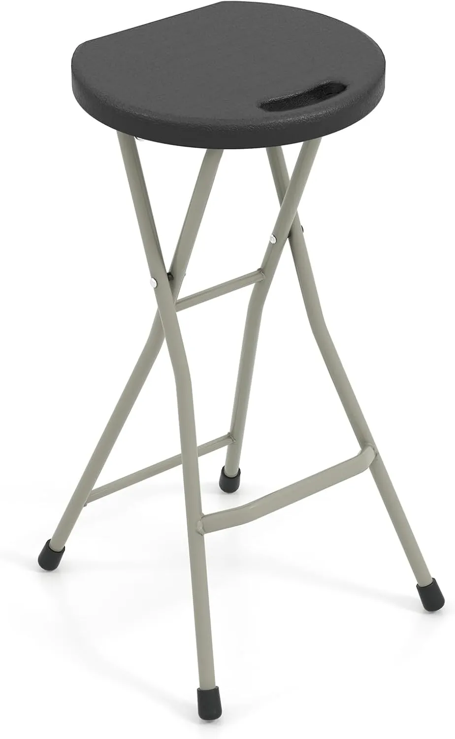 GYMAX Folding Stool, 28in Portable Collapsible Bar Stool with Handle & Steel Frame, 330lbs Sturdy Foldable Lightweight Metal Chair for Outdoor/Indoor Kitchen Home Bar, Assembly Free (Set of 1, 28inch)