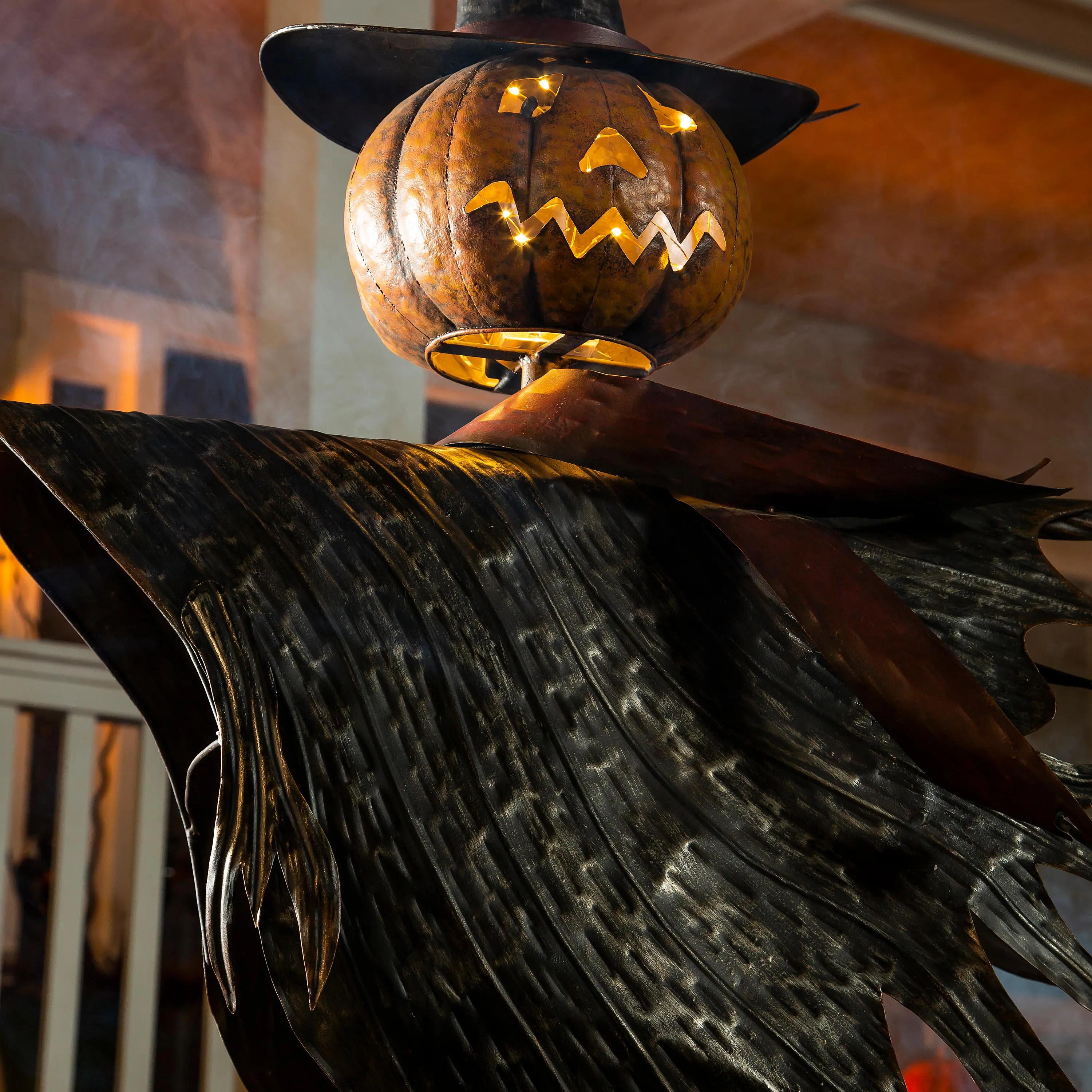 Halloween Solar Scarecrow Jack O' Lantern Metal Ground Stake