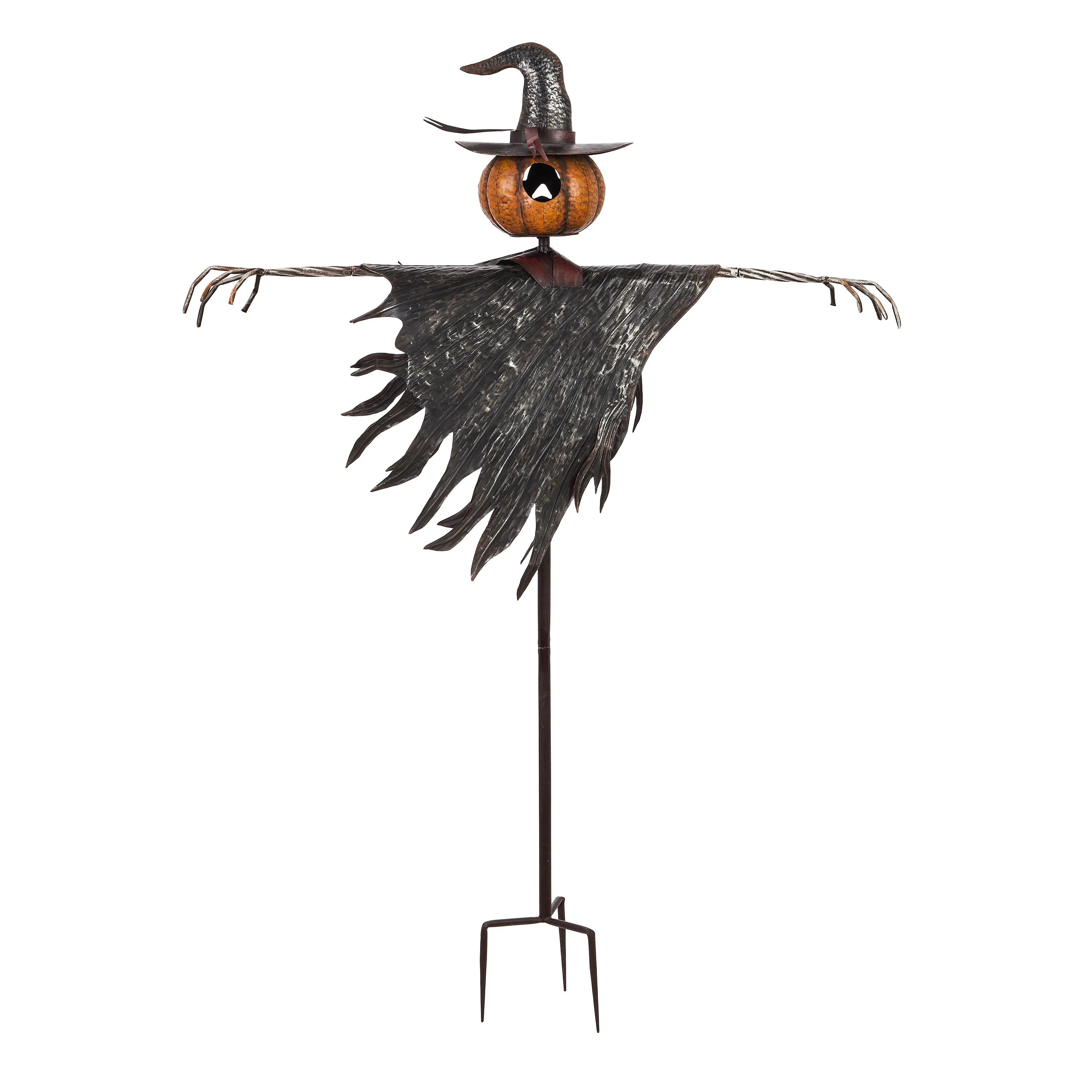 Halloween Solar Scarecrow Jack O' Lantern Metal Ground Stake