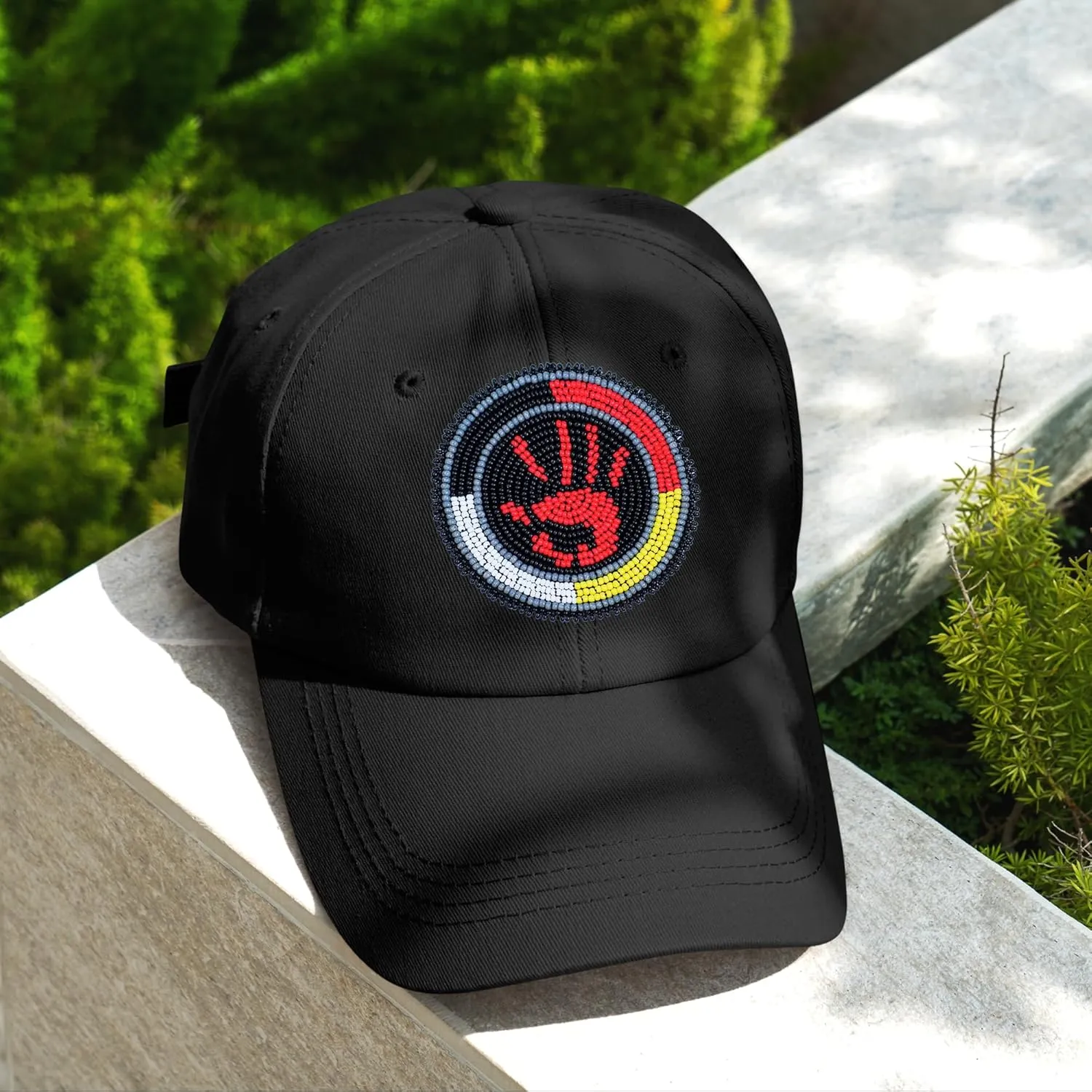 Handmade Baseball Cap for Men Women Native American Patch with No Brim/Brim Beaded Colorful Cotton Cap Unisex