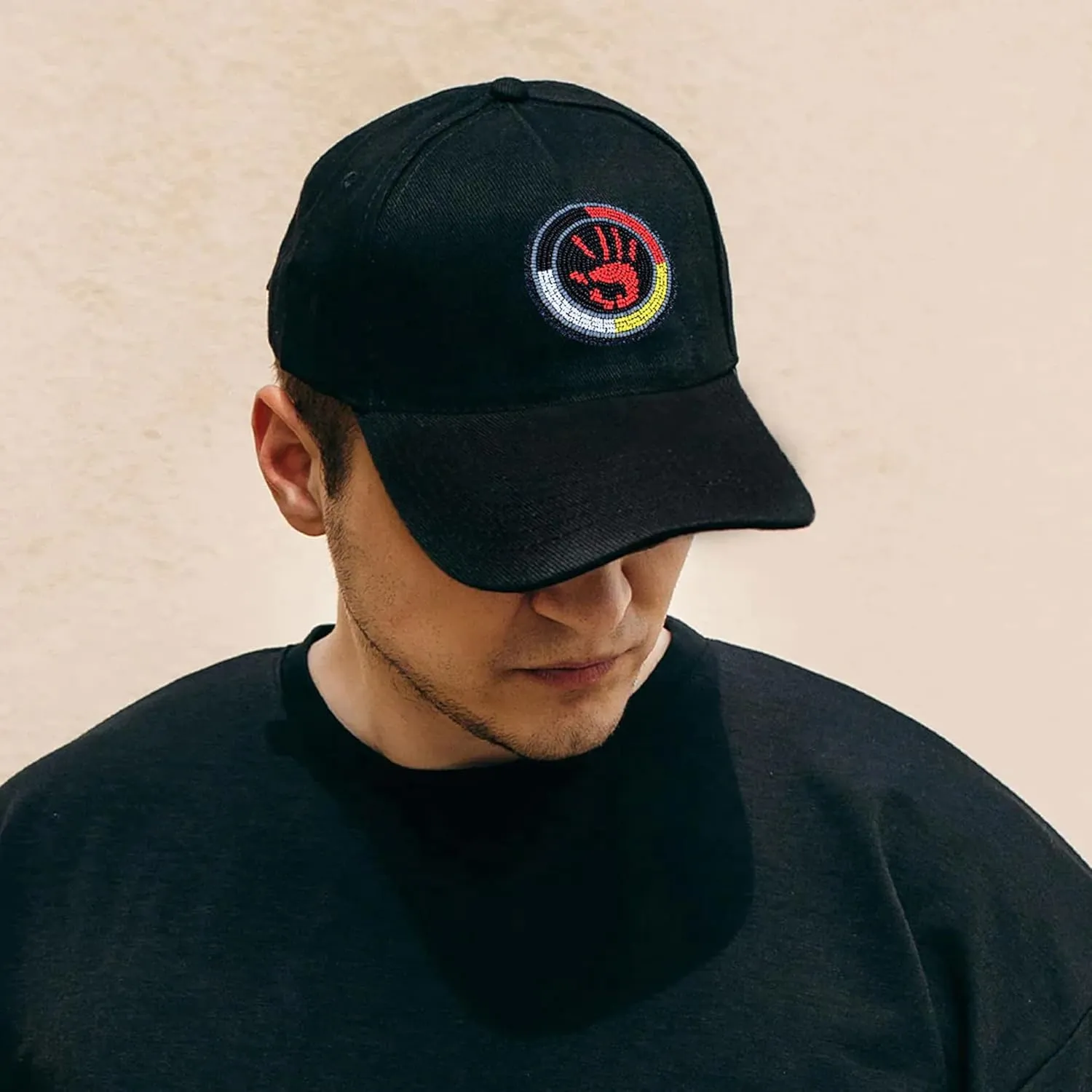 Handmade Baseball Cap for Men Women Native American Patch with No Brim/Brim Beaded Colorful Cotton Cap Unisex