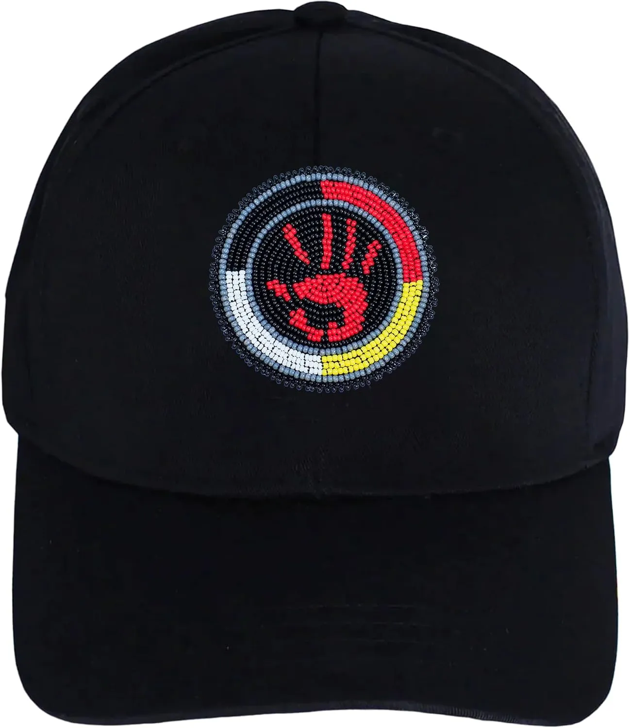 Handmade Baseball Cap for Men Women Native American Patch with No Brim/Brim Beaded Colorful Cotton Cap Unisex