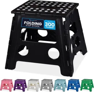 Handy Laundry Folding Lightweight Step Stool is Sturdy Enough to Support Adults and Safe Enough for Kids. Opens Easy with One Flip. Great for Kitchen, Bathroom or Bedroom. (Black- 13 inch)