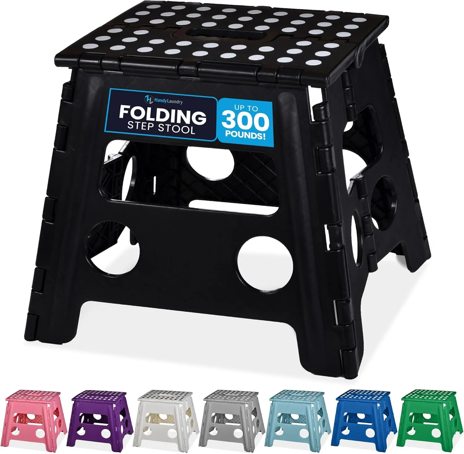 Handy Laundry Folding Lightweight Step Stool is Sturdy Enough to Support Adults and Safe Enough for Kids. Opens Easy with One Flip. Great for Kitchen, Bathroom or Bedroom. (Black- 13 inch)