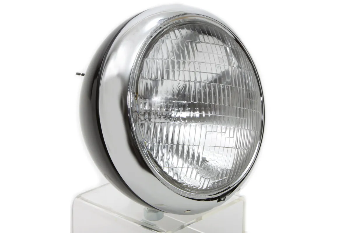 HARLEY Black 7 inch K Headlamp with Chrome Rim fits 1957-1958 XL,   1954-1956 K,