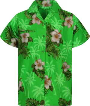 Hawaiian-Shirt Men Short-Sleeve Front-Pocket Stylish Funky Blossoms Flowers Floral Unisex
