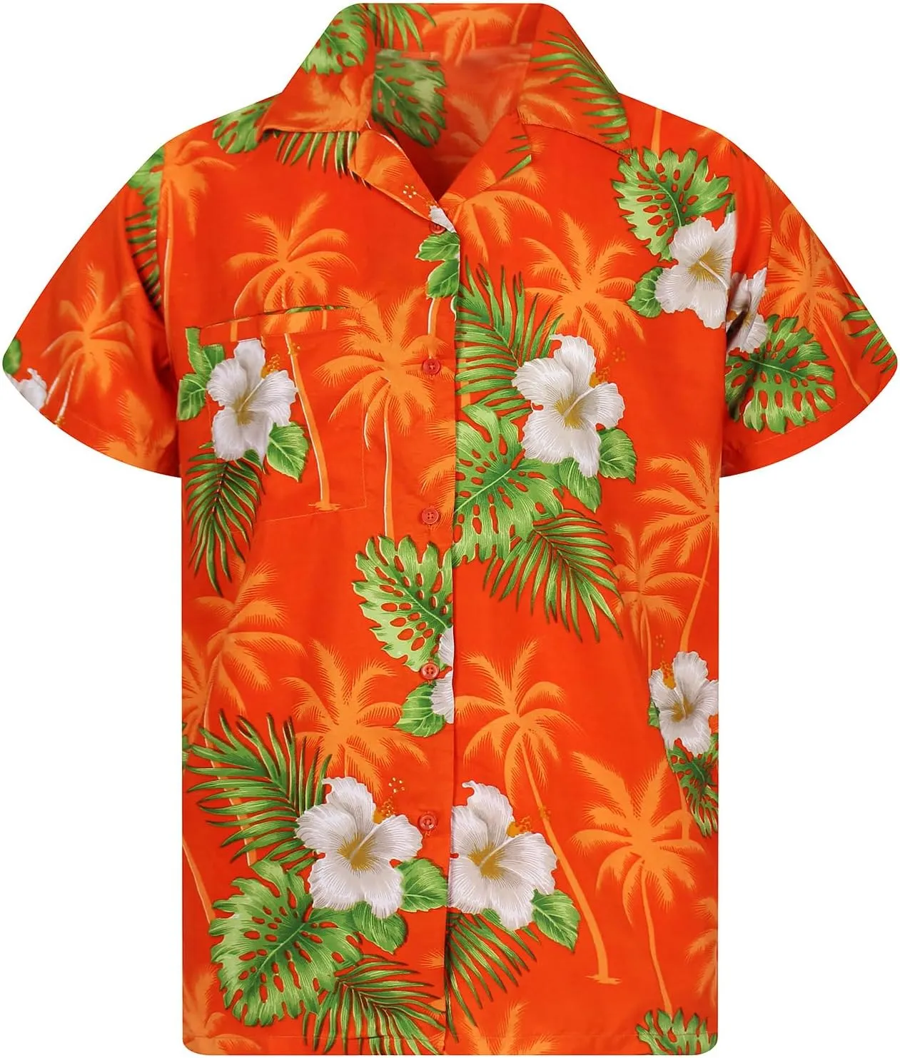Hawaiian-Shirt Men Short-Sleeve Front-Pocket Stylish Funky Blossoms Flowers Floral Unisex
