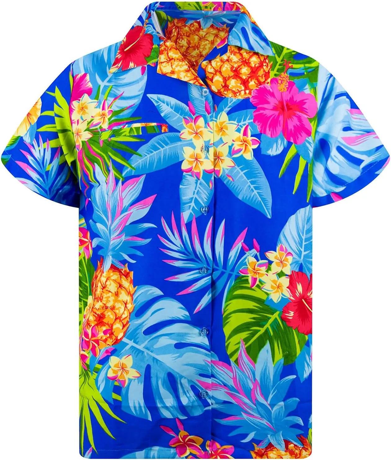 Hawaiian-Shirt Men Short-Sleeve Front-Pocket Stylish Funky Pineapple Fruits Tropical Unisex