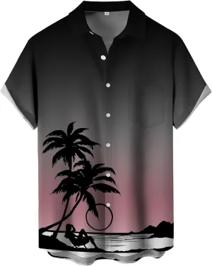 Hawaiian Shirts for Men Loose Short Sleeve Mens Beach Shirts Resort Casual Shirts