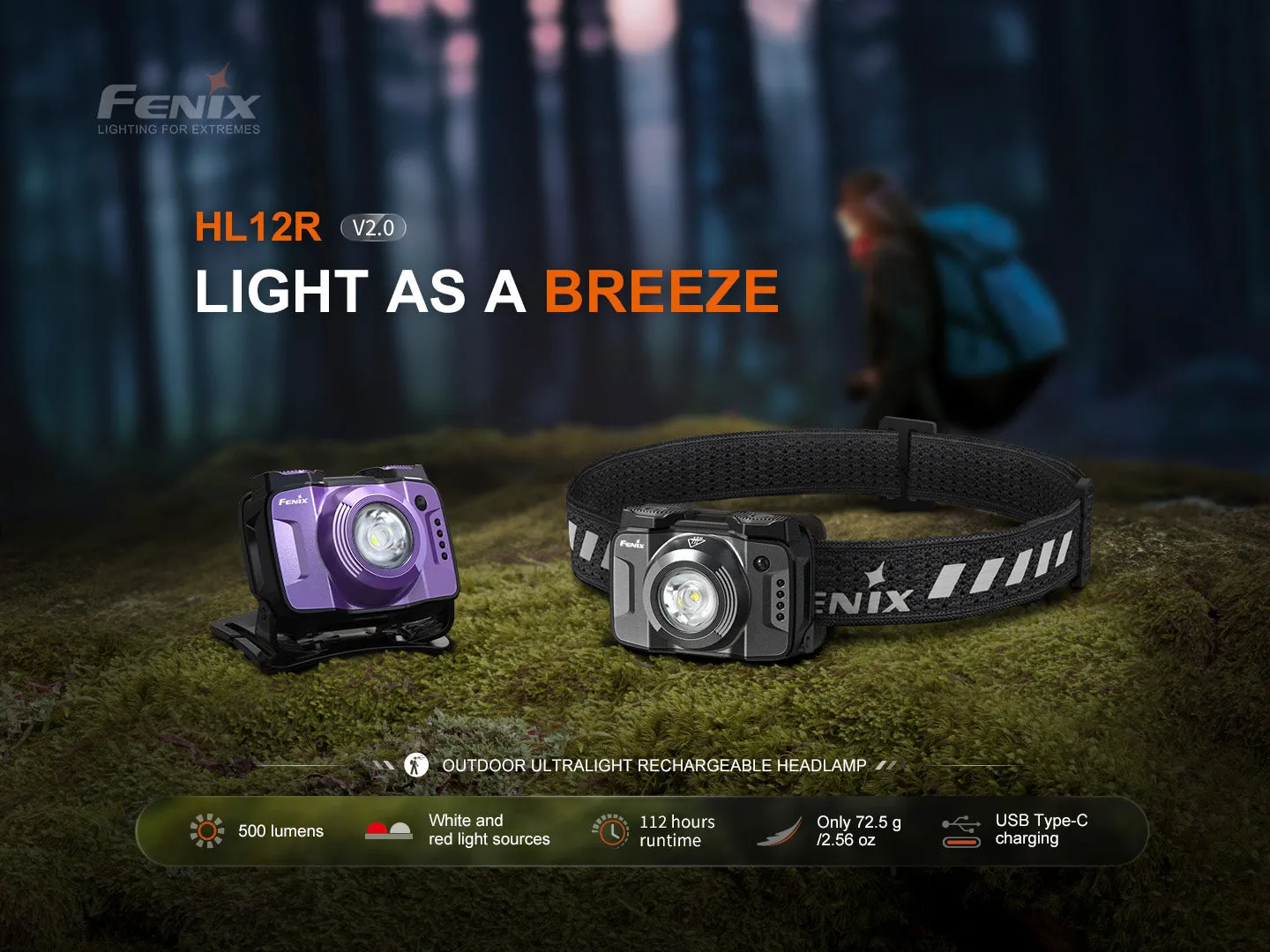 Headlamp - HL12R V2.0 Fenix Energy-efficient Bundle discount Purple