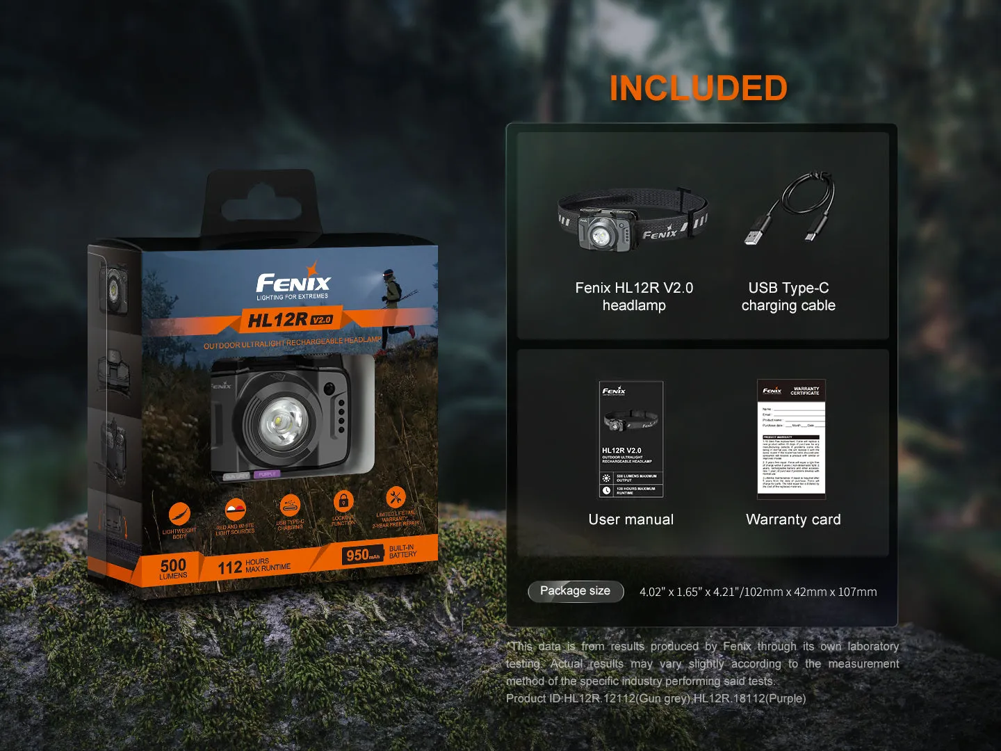Headlamp - HL12R V2.0 Fenix Energy-efficient Bundle discount Purple