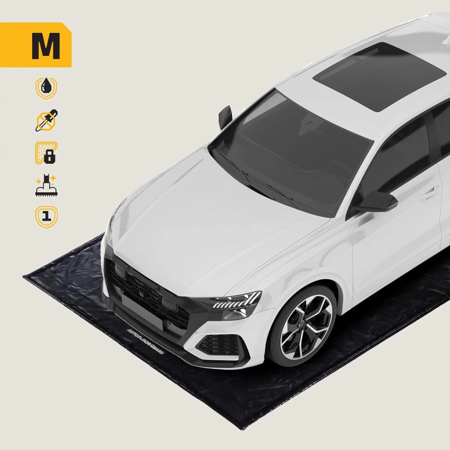Heavy-Duty Garage Containment Floor Mat for Mid-Size Vehicles, 7'9" x 18'"