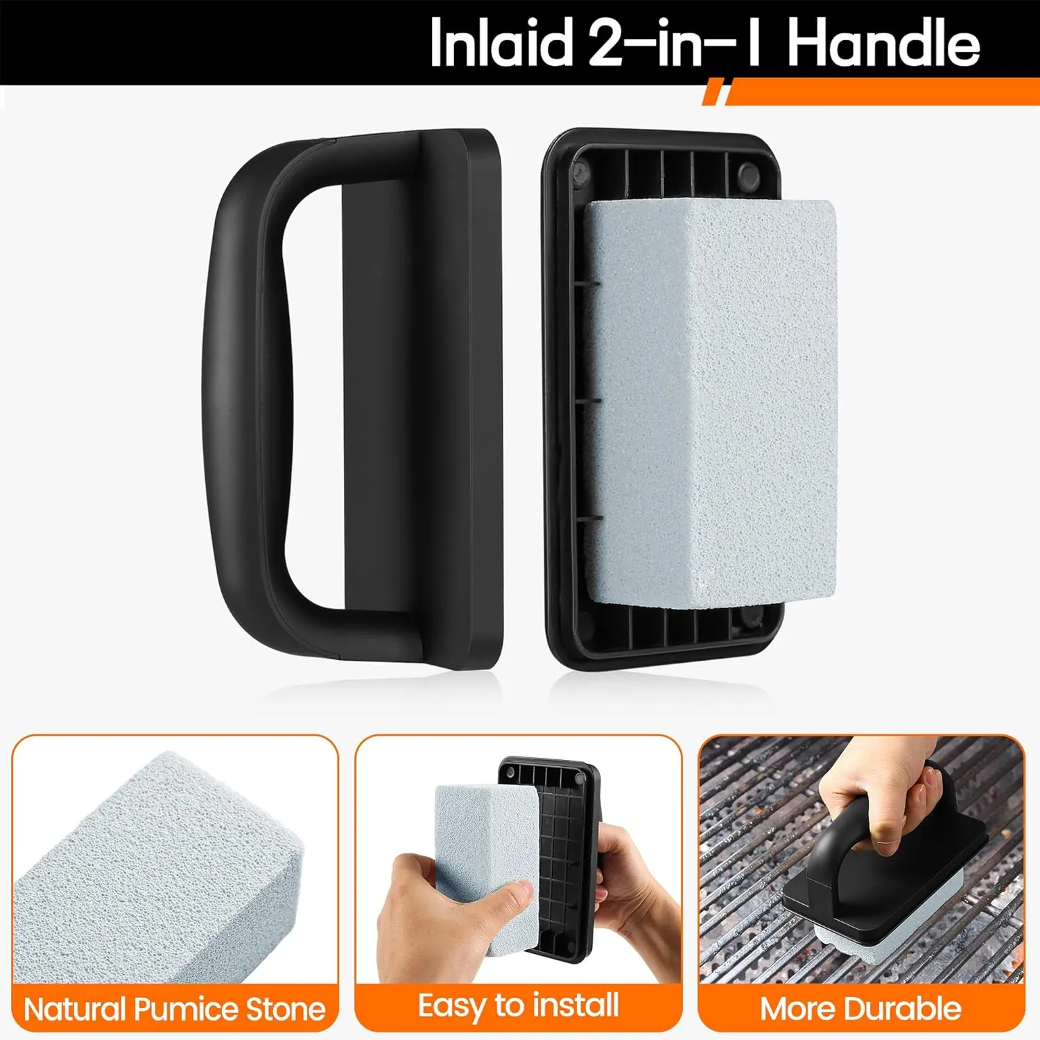 Heavy Duty Grill Cleaner, Grill Cleaning Bricks with Handle/Grill Stone/Griddle Stone, Scrubbing Pumice Stone for Cleaning Blackstone Flat Top BBQ, Swimming Pool, Sink (5 Packs)