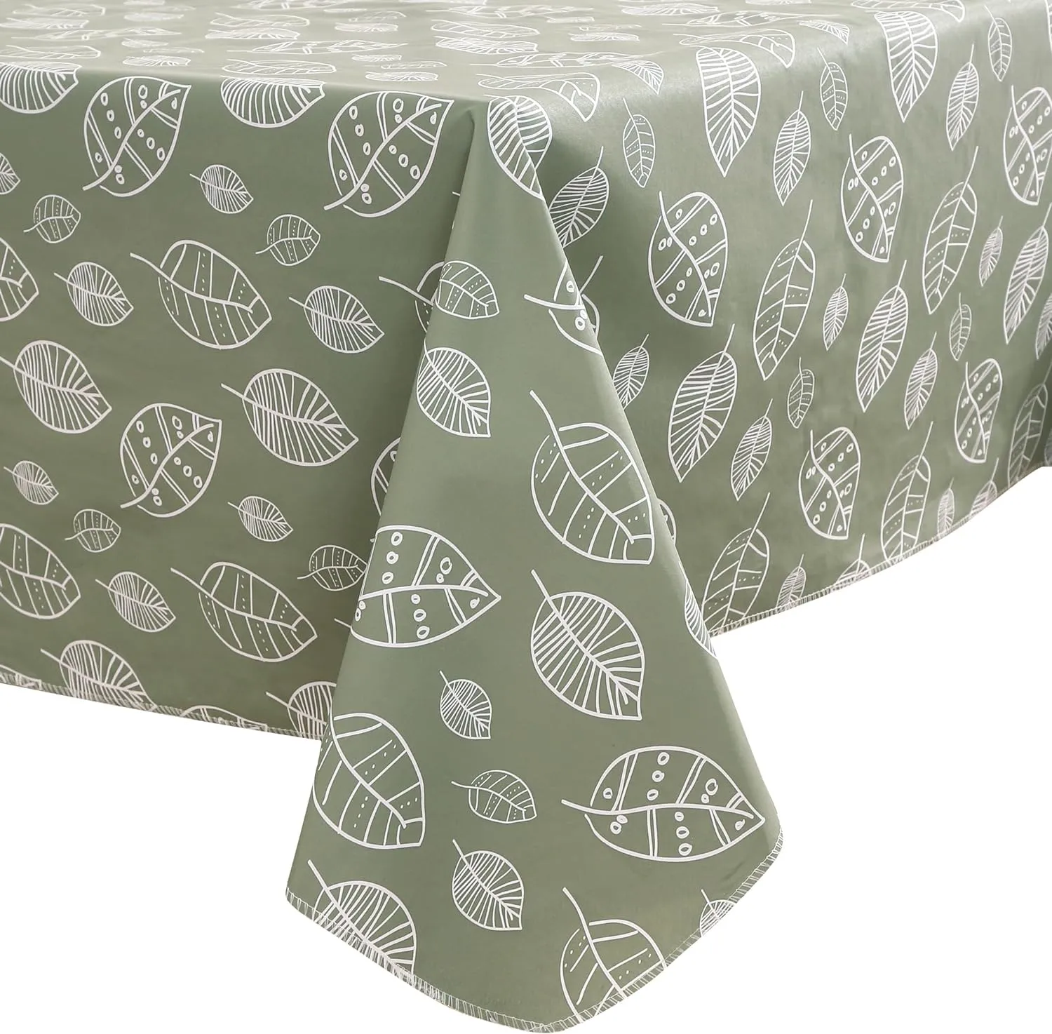 Heavy Duty Vinyl Tablecloth with Flannel Backing Waterproof Oil-Proof Plastic Table Cloth Stain-Resistant Wipeable Rectangle or Square Table Cover for Dining, Camping (Fallen Leaves, 60X102 Inch)