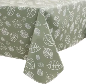 Heavy Duty Vinyl Tablecloth with Flannel Backing Waterproof Oil-Proof Plastic Table Cloth Stain-Resistant Wipeable Rectangle or Square Table Cover for Dining, Camping (Fallen Leaves, 60X102 Inch)