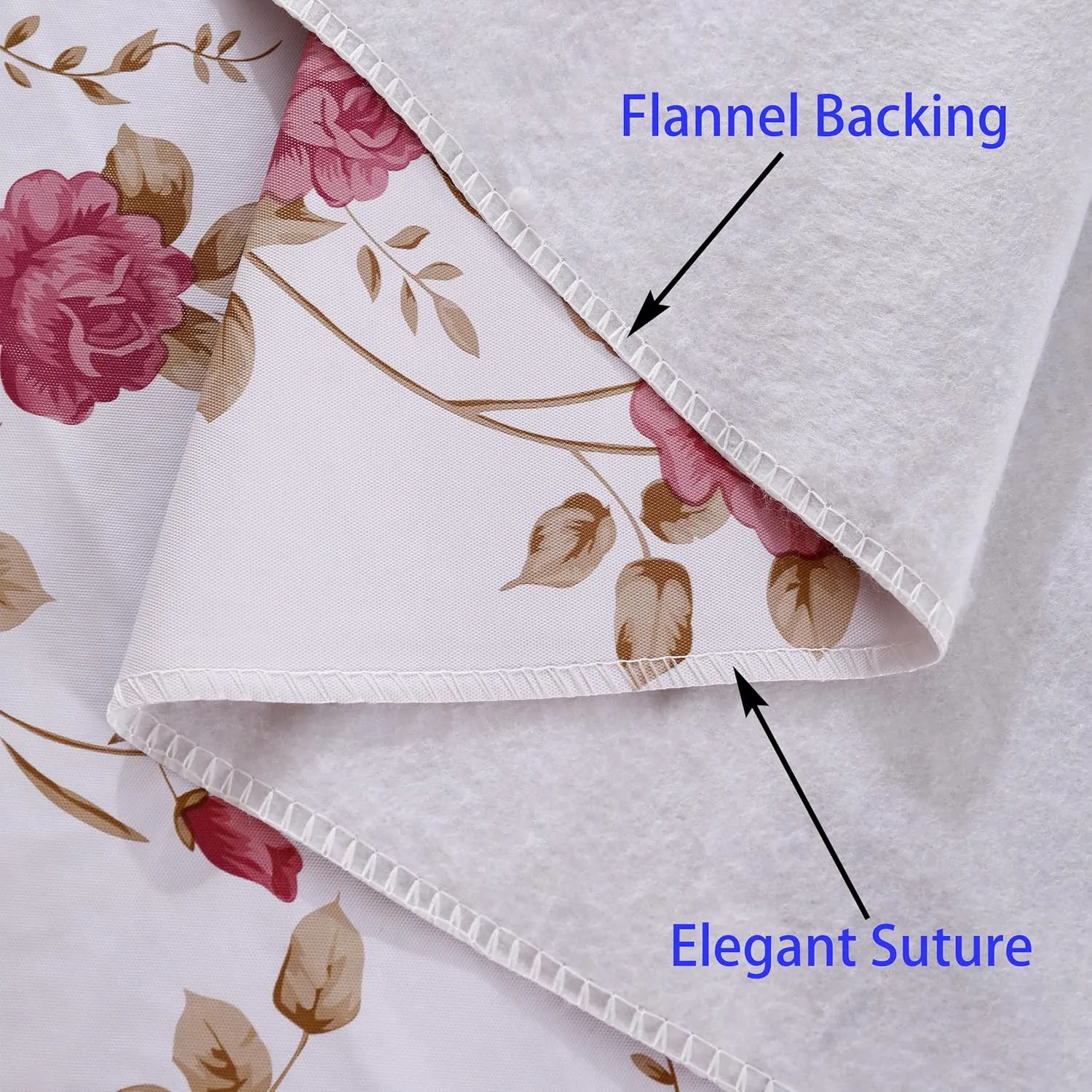 Heavy Duty Vinyl Tablecloth with Flannel Backing Waterproof Oil-Proof Plastic Table Cloth Stain-Resistant Wipeable Rectangle or Square Table Cover for Dining, Camping (Flower, 60X102 Inch)