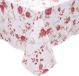 Heavy Duty Vinyl Tablecloth with Flannel Backing Waterproof Oil-Proof Plastic Table Cloth Stain-Resistant Wipeable Rectangle or Square Table Cover for Dining, Camping (Flower, 60X102 Inch)