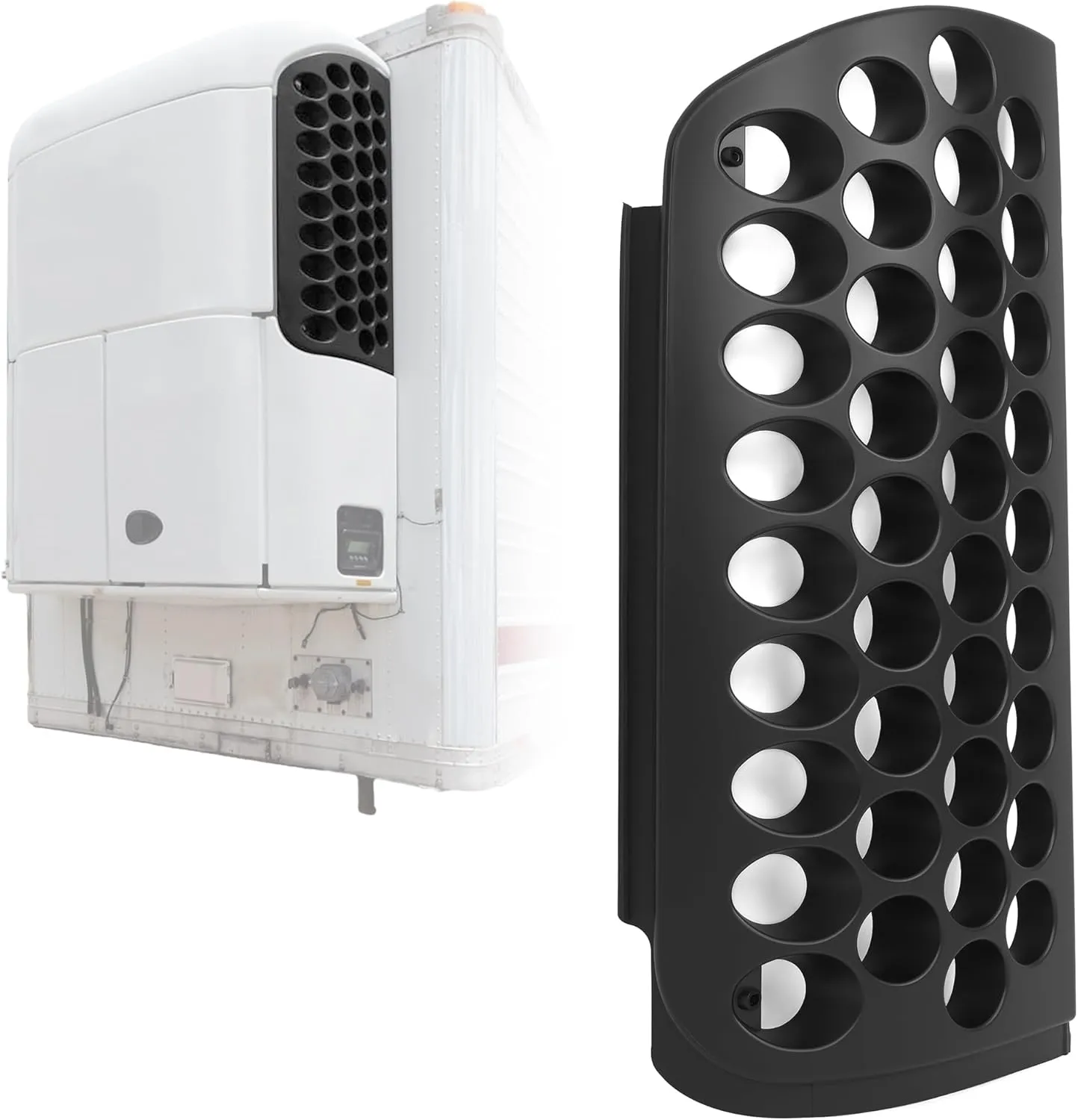 HECASA Reefer Upper Door Grill Compatible with Thermo King SB-100 110 190 200 200TG 210 230 300 310 400 Replacement for 37-98-7197 Road Side ABS Plastic Painted Black - Driver Side