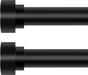 HEI! DEAR 2 Pack Black Curtain Rods 18 to 60 Inch(1.5-5ft),1 Inch Heavy Duty Curtain Rods,Adjustable Curtain Rod Set,Modern Decorative Drapery Rods,Telescoping Window Curtains Rods 18-60",Matte Black