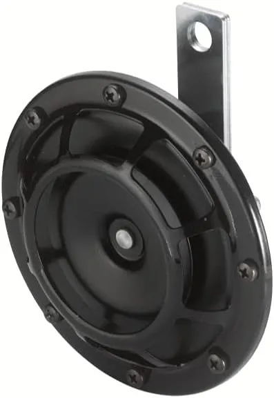 HELLA 003399071 Supertone 24V High Tone Horn with Black Protective Grill, Single Horn