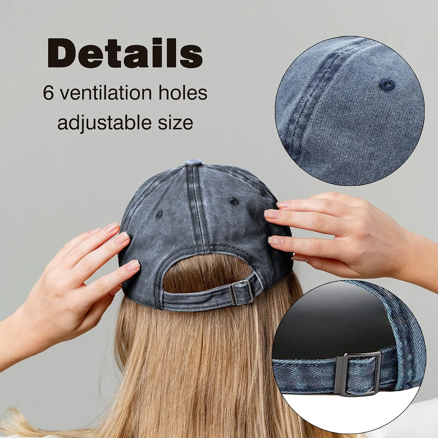 Hiking Hair Don't Care Baseball Cap, Vintage Adjustable Cotton Cap, Birthday Thank You Gifts for Camping Lovers Hiker