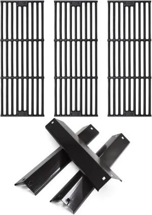 Hiorucet Grill Replacement Parts for Char Griller 5050 5650 2121 3001 5072 2123 2828 3072 2222 3725 Gas Grill, King Griller 3008 5252 Gas Grill, Cast Iron Grill Grates Porcelain Steel Heat Plates