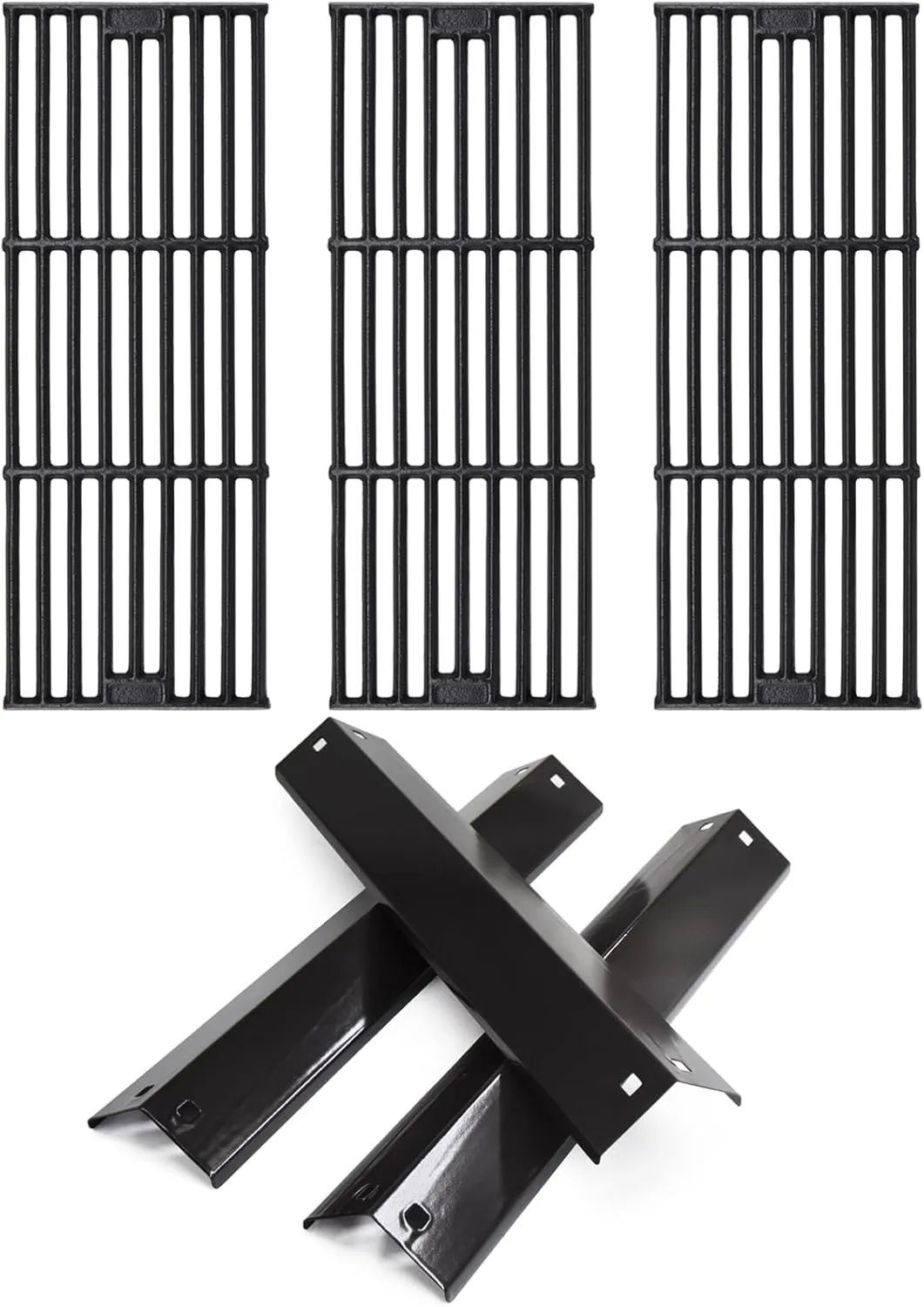 Hiorucet Grill Replacement Parts for Char Griller 5050 5650 2121 3001 5072 2123 2828 3072 2222 3725 Gas Grill, King Griller 3008 5252 Gas Grill, Cast Iron Grill Grates Porcelain Steel Heat Plates