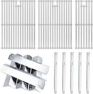 Hisencn Grill Parts Kit for Home Depot Nexgrill 5 Burner 720-0882A Gas Grill, Stainless Steel Grill Burners, Heat Plates Tent Shields Flame Tamers, Cooking Grates for Nexgrill Grill Parts
