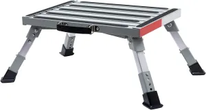 Homeon Wheels RV Steps Adjustable Height Iron Folding Platform Step Sheath Non-Slip Rubber Feet, Anti-Slip Stripe, Handle, More Stable Up to 1000 lbs 16.5" x 12.2"