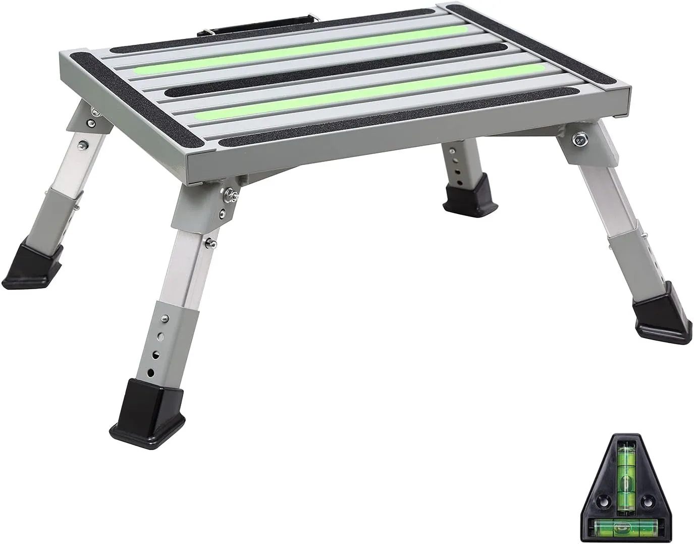 Homeon Wheels Safety RV Steps, Step Stool Folding Platform Step with Durable Feet, More Stable Up to 1000 lbs (Gray Adjustable)