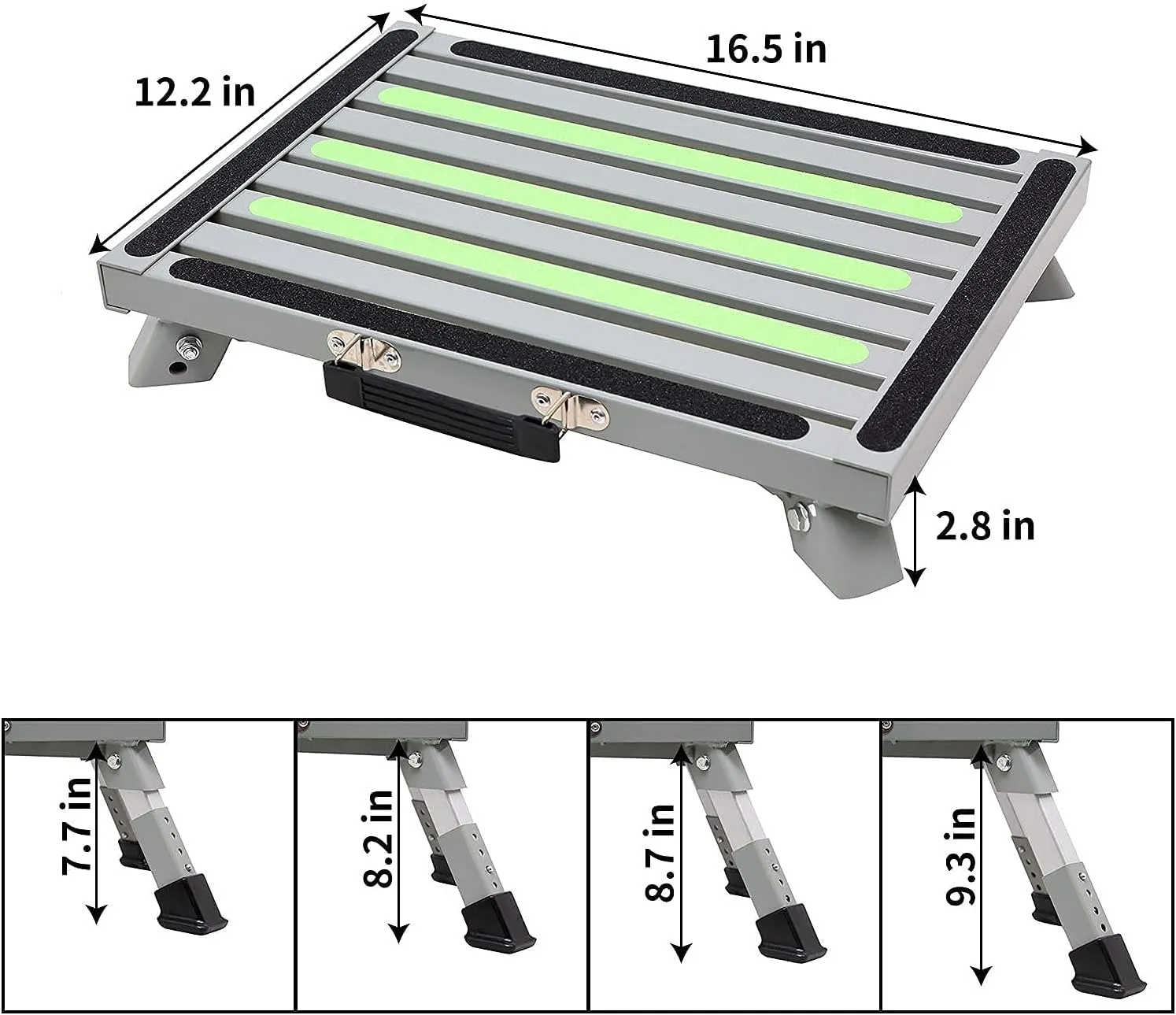 Homeon Wheels Safety RV Steps, Step Stool Folding Platform Step with Durable Feet, More Stable Up to 1000 lbs (Gray Reflective)