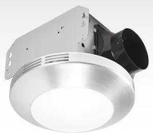 Homewerks 7117-01-BN Bathroom Integrated LED Light Ceiling Mount Exhaust Ventilation 1.1 Sones 80 CFM, Bath Fan Brushed Nickel