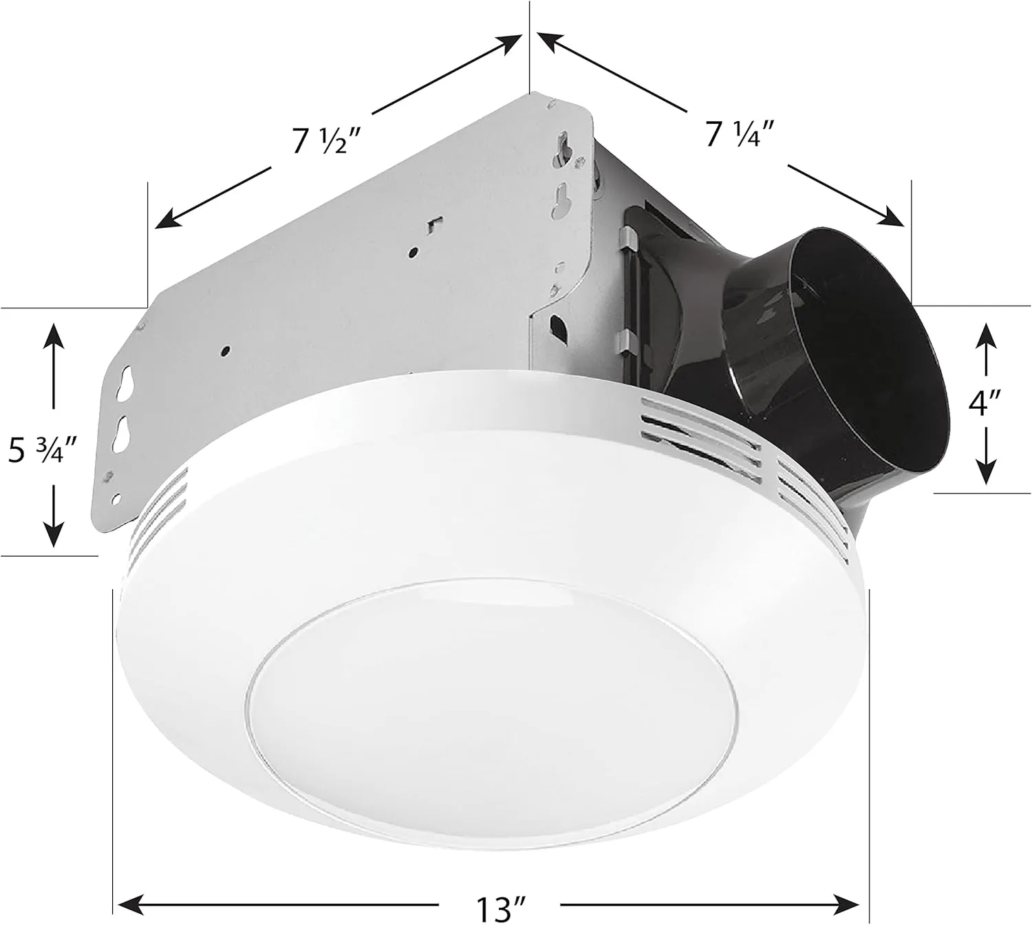 Homewerks 7117-01-WH Bathroom Integrated LED Light Ceiling Mount Exhaust Ventilation 1.1 Sones 80 CFM, Bath Fan White