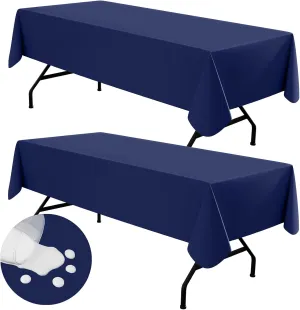 homing 2 Pack Rectangle Vinyl Tablecloth, Waterproof Spillproof Plastic Flannel Backed Table Cloth, Wipe Clean Table Cover for Dining Table, Buffet Parties and Camping (Navy Blue, 60" x 102")