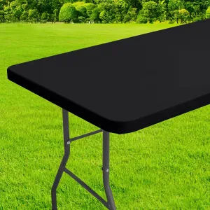 homing Rectangle Table Cloth Cover, Waterproof Polyester Elastic Fitted Tablecloth, Fits for 8 Foot Folding Tables, Washable Table Protector for Picnic, Camping, Outdoor (Black, 36" x 96")