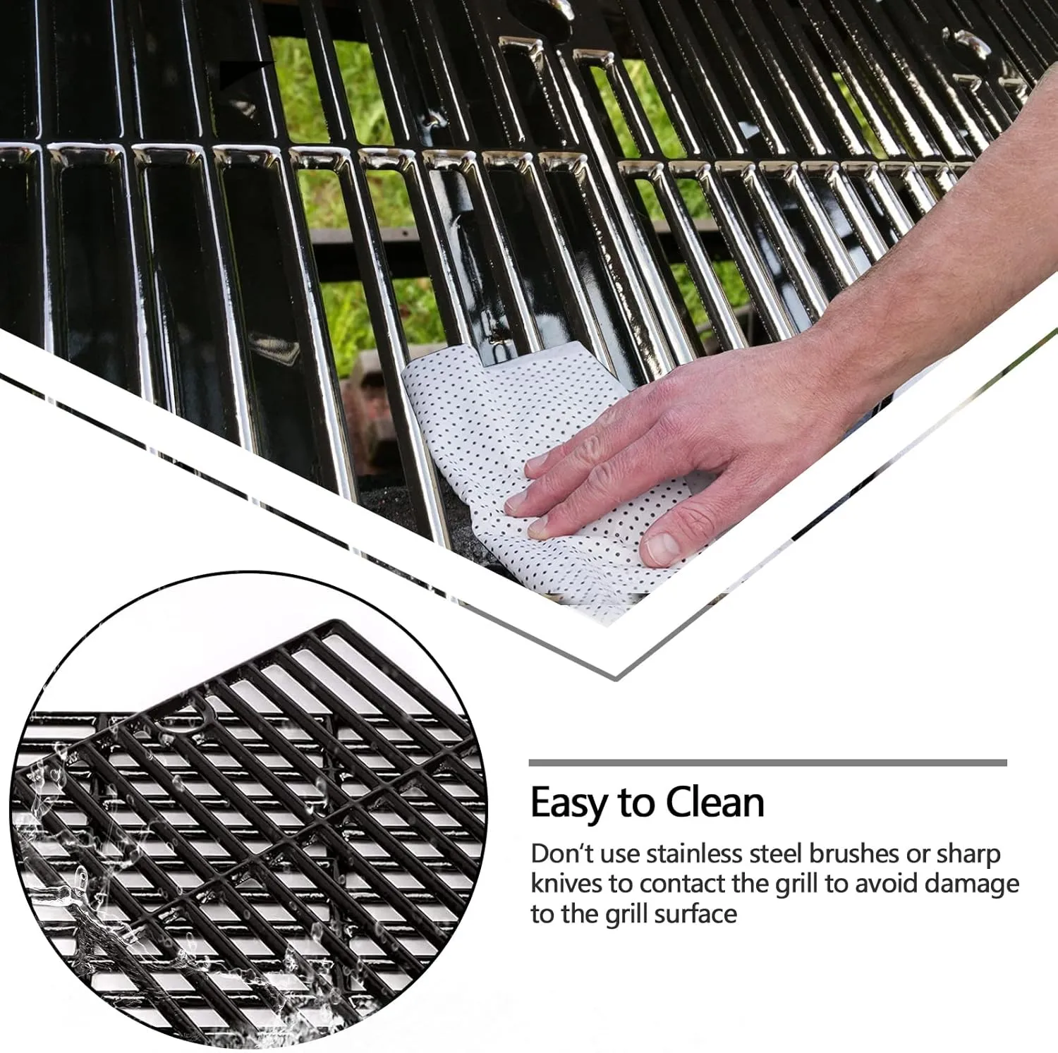 Hongso 17 3/4 Inch Porcelain Coated Cast Iron Cooking Grid Grate Gas Grill Replacement part for Brinkmann 810-7490-F, 810-8410-F 810-8410-S 810-2410-S, 810-2411-F, Charmglow 810-8410-F, PCD103, 3-Pack