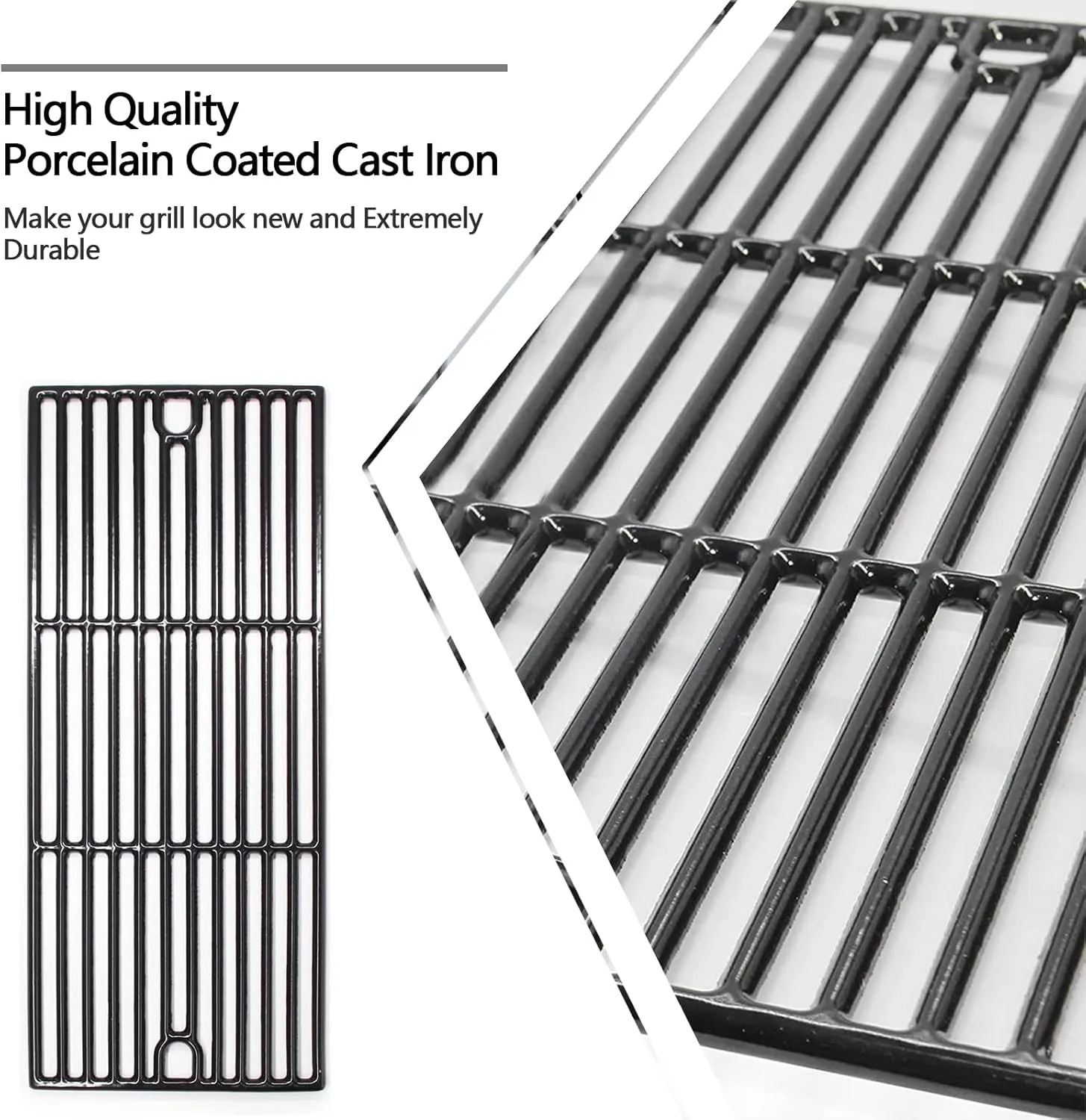 Hongso 17 3/4 Inch Porcelain Coated Cast Iron Cooking Grid Grate Gas Grill Replacement part for Brinkmann 810-7490-F, 810-8410-F 810-8410-S 810-2410-S, 810-2411-F, Charmglow 810-8410-F, PCD103, 3-Pack